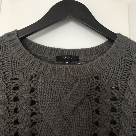 Knitted Charcoal Grey Cable Knit Sweater - Picture 4 of 4